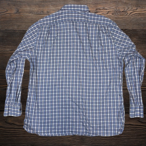 Cremieux Mens XXL Blue Plaid Long Sleeve Button Down Shirt Light Cotton Blend - Picture 2 of 8